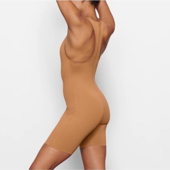 NWT Skims Cycle Suit 3X Almond Swimsuit Stretch Sporty Racerback - Picture 4 of 11